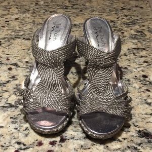 Silver wedge sandals. Incredibly comfortable!